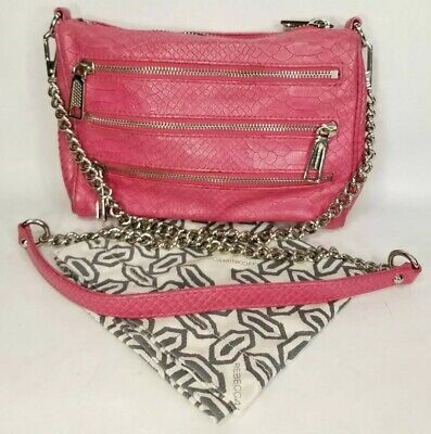 Rebecca Minkoff Crossbody Pink Snakeskin Zipper Tassel Handbag Purse Chain Bag  | eBay | eBay AU