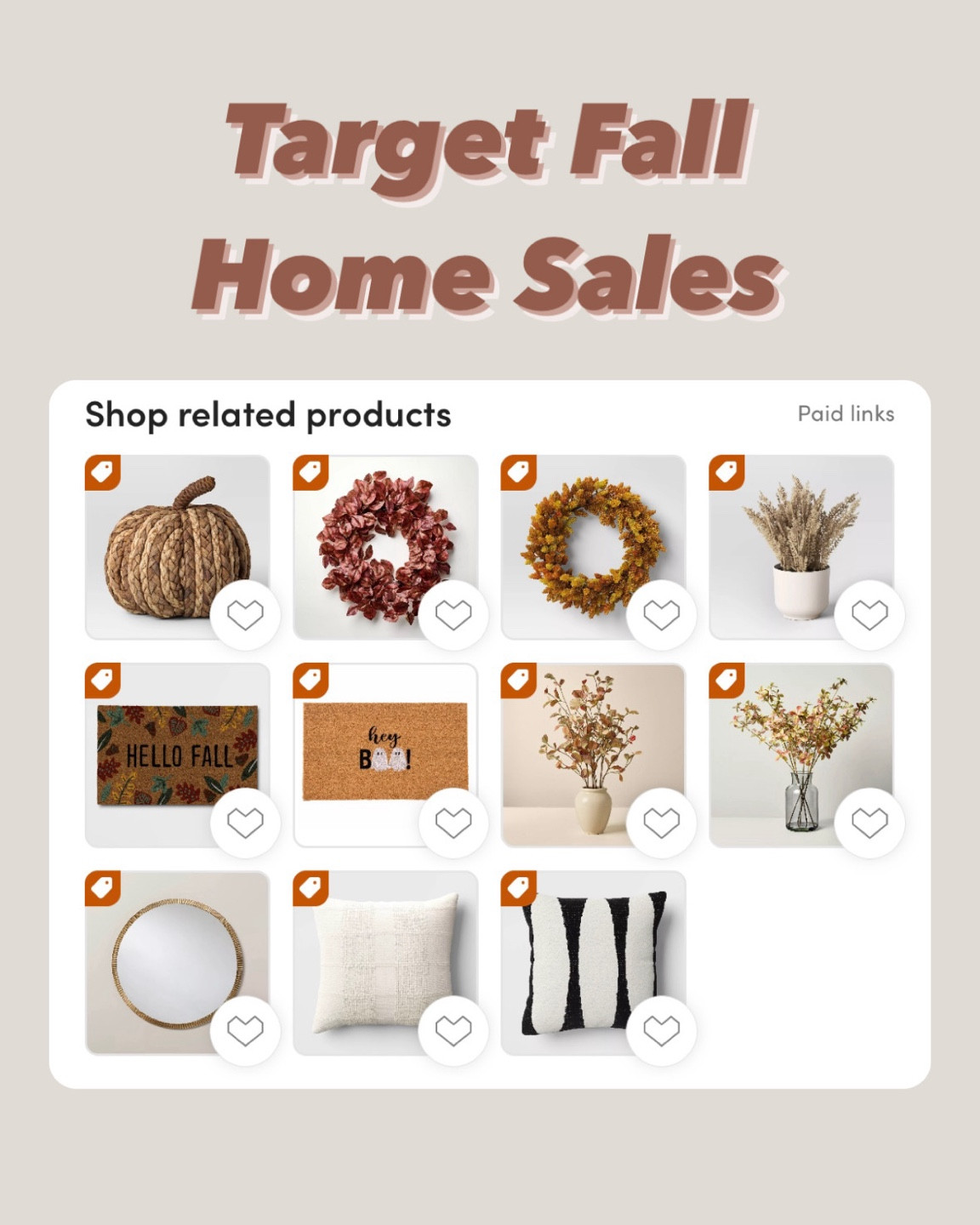 Target fall home items on sale! Cute home decor, wreaths, door mats, throw pillows etc! 

Home decor / affordable finds 



#LTKHome #LTKSaleAlert #LTKFindsUnder50