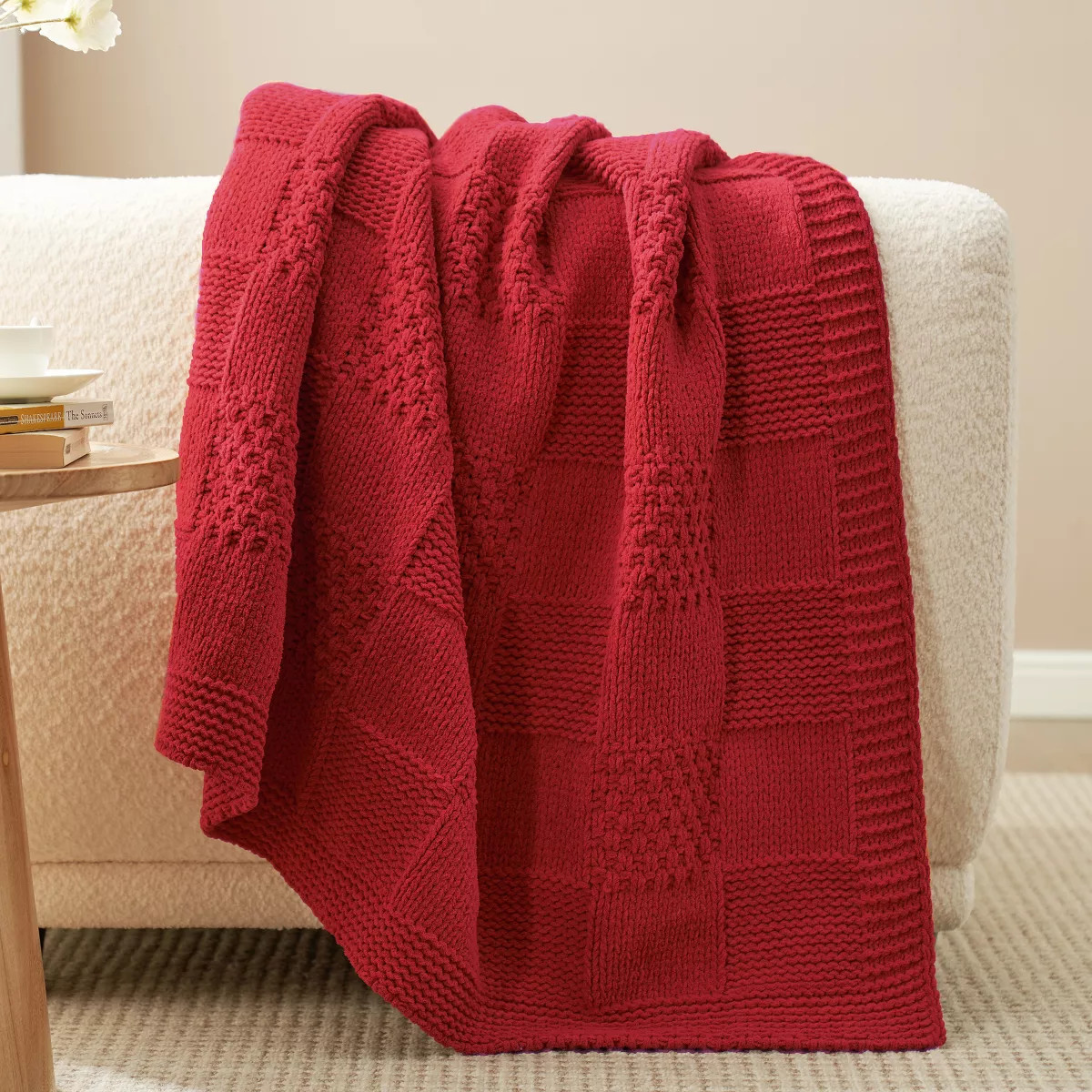 Chenille Knit Throw Blanket ，Soft Checkered Texture for Sofa, Bed, and Living Room-Amelie Home | Target