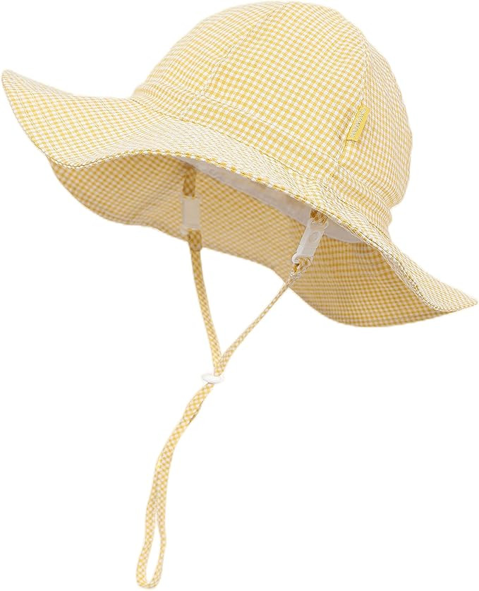 Baby & Toddler Wide Brim Sun Hats UPF 50+ Sun Protection Bucket Cap Cute Adjustable Hat in Seersu... | Amazon (US)
