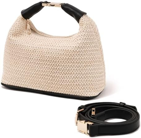 Straw Shoulder Crossbody Bag Small Tote Purse Top Handle Clutch for Summer Beach Travel | Amazon (US)