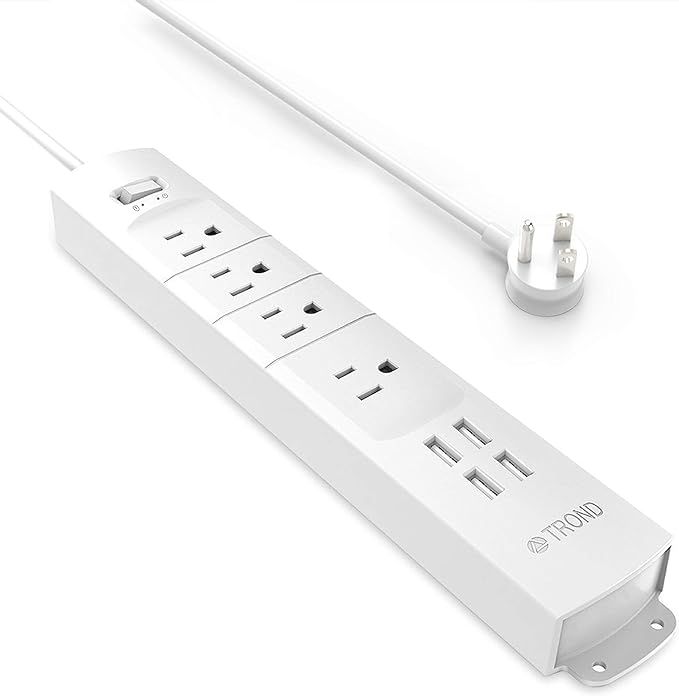 Power Strip with USB, TROND Surge Protector with 4 Outlets & 4 USB Ports, Flat Plug, 3ft Short Co... | Amazon (US)