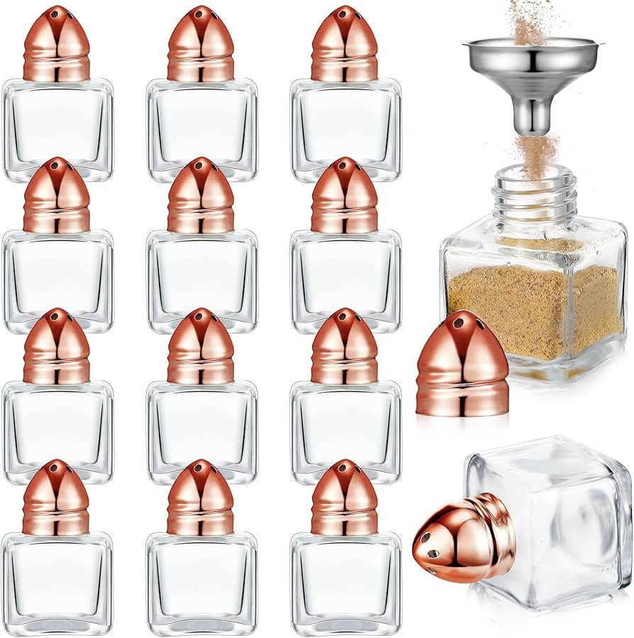 Uiifan 12 Pcs 0.5 oz Cube Shape Small Salt and Pepper Shakers with Tone Tops Clear Mini Glass Sea... | Amazon (US)