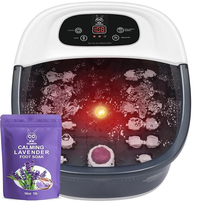 Foot Spa Bath Massager with Heat Bubbles and Vibration Massage and Jets, 16 OZ Calming Lavender F... | Amazon (US)