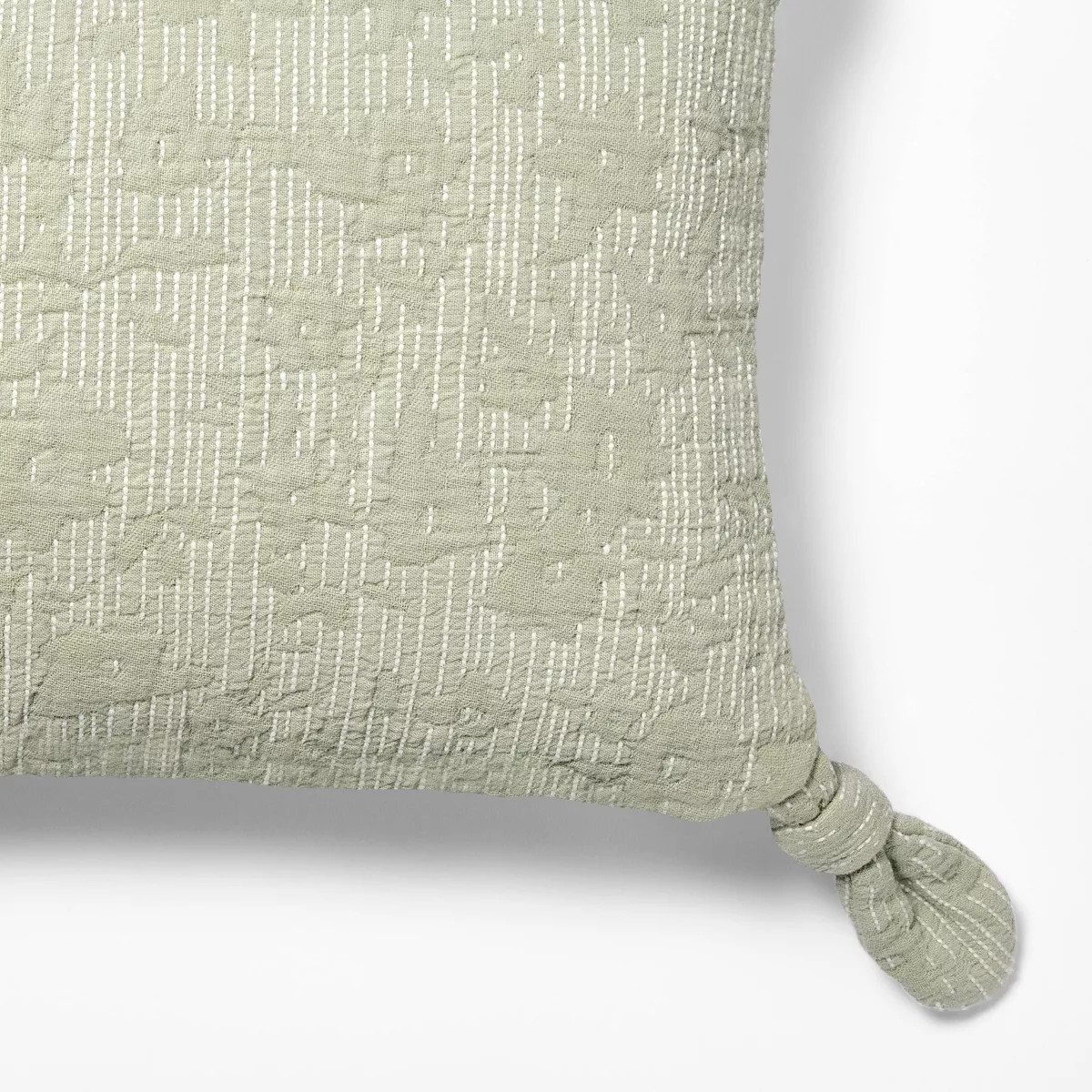 Lumbar Floral Jacquard Pillow with Corner Ties Green - Threshold designed with Studio McGee | Target