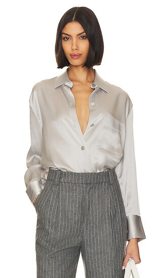 Relaxed Blouse in Silverstone | Revolve Clothing (Global)