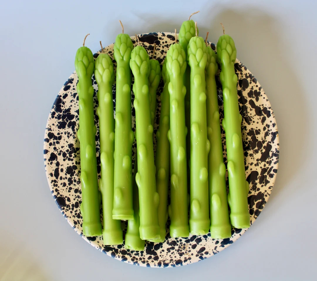 Asparagus Beexwax Taper Candle, Spring Decor - Etsy | Etsy (US)