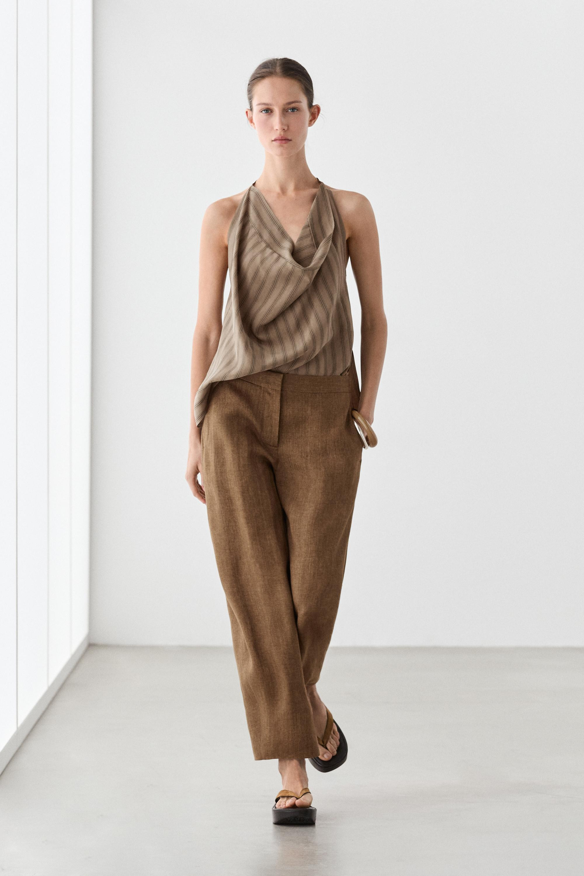 Linen barrel fit pants | Massimo Dutti US