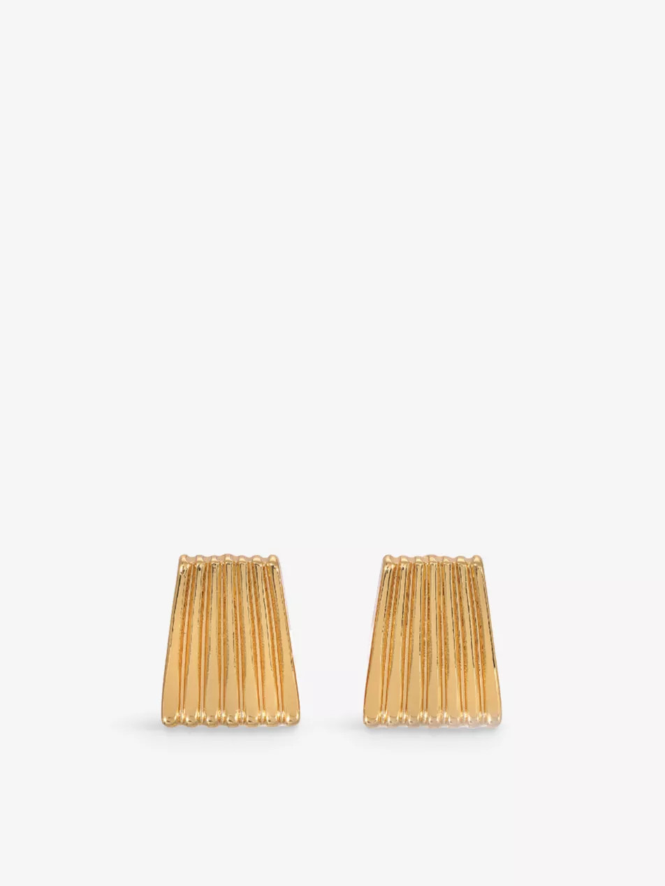 Ribbed yellow-gold plated metal stud earrings | Selfridges