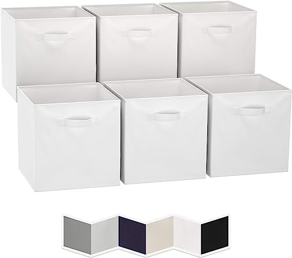 13x13 Large Storage Cubes (Set of 6). Fabric Storage Bins with Dual Handles | Cube Storage Bins f... | Amazon (US)