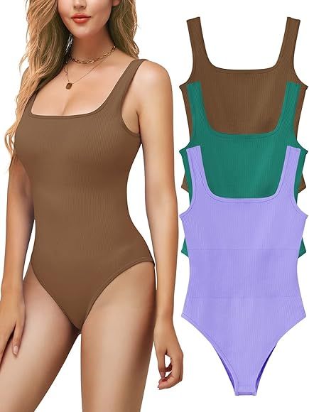 MRIGNT Ribbed Seamless Bodysuit for Women, Sleeveless Shapewear Tank Top for Tummy Control, Sexy ... | Amazon (US)