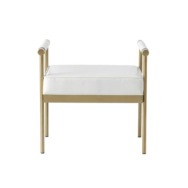 TOV Furniture Diva White Vegan Leather Bench With Gold Legs | Walmart (US)