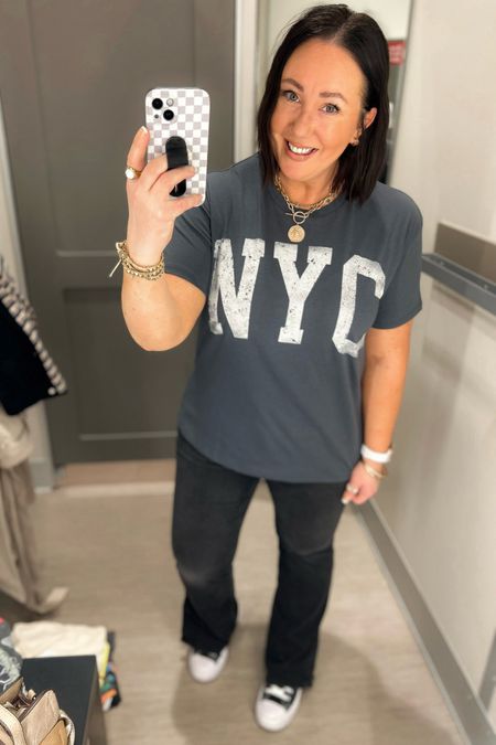 Graphic tee haul at Target!  Wearing an xl in mine. Love this NYC one!  Size up one!  Size 14 jeans. Linked updated style too!  

#LTKmidsize #LTKfindsunder50 #LTKSeasonal