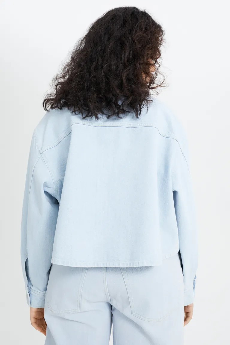 Crop Denim Overshirt - Pale denim blue - Ladies | H&M US | H&M (US + CA)