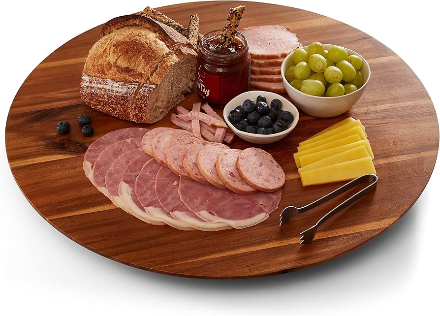 21" Acacia Wood Lazy Susan for Table Top - Wooden Turntable Serving Tray for Charcuterie Boards C... | Amazon (US)