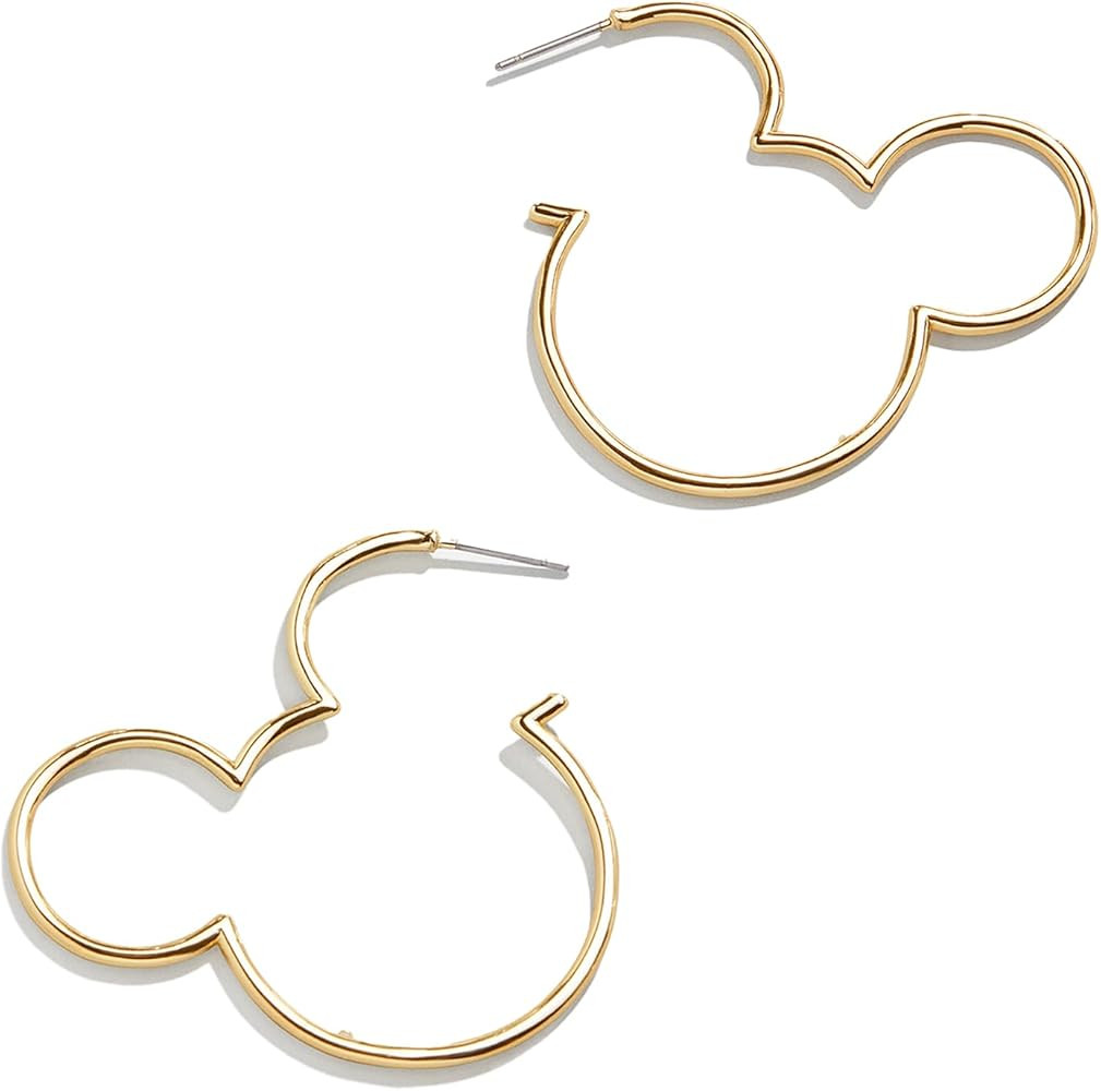 BaubleBar Disney Mickey Mouse Outline Gold-Plated Hoop Earrings - Simple Mickey Mouse Silhouette ... | Amazon (US)
