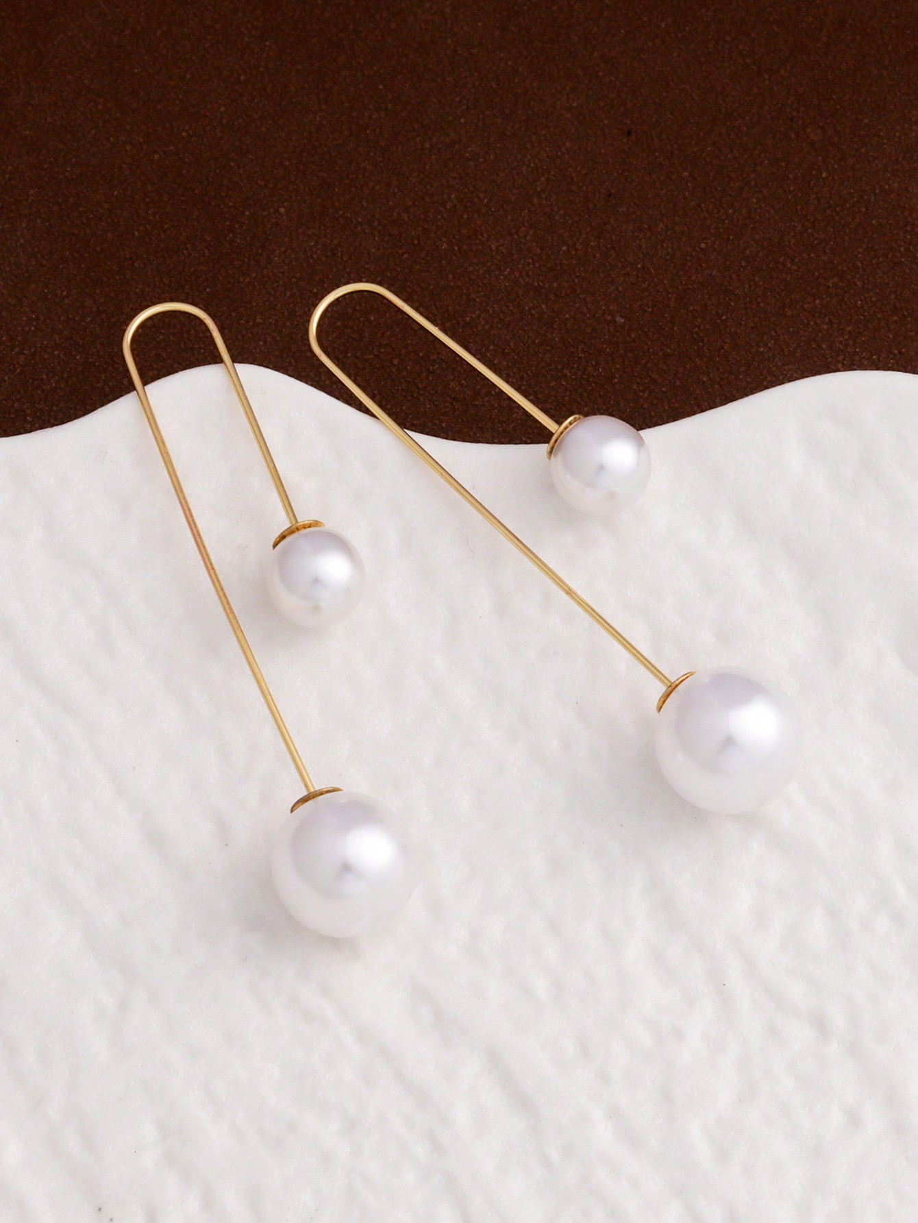 1pair New Style Double-Sided Pearl Drop Earrings, U-Shaped Ear Hooks For Women | SHEIN