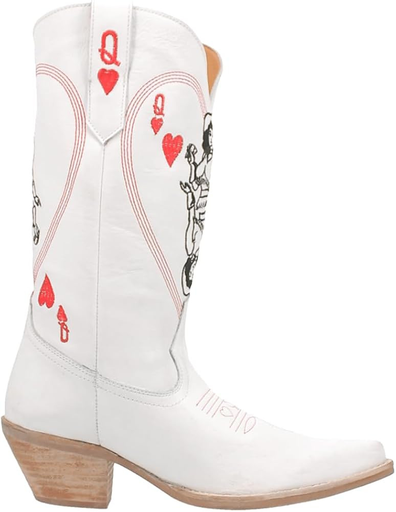 Dingo Womens Queen A Hearts Round Toe Embroidered Casual Boots Mid Calf Mid Heel 2-3" - Black | Amazon (US)