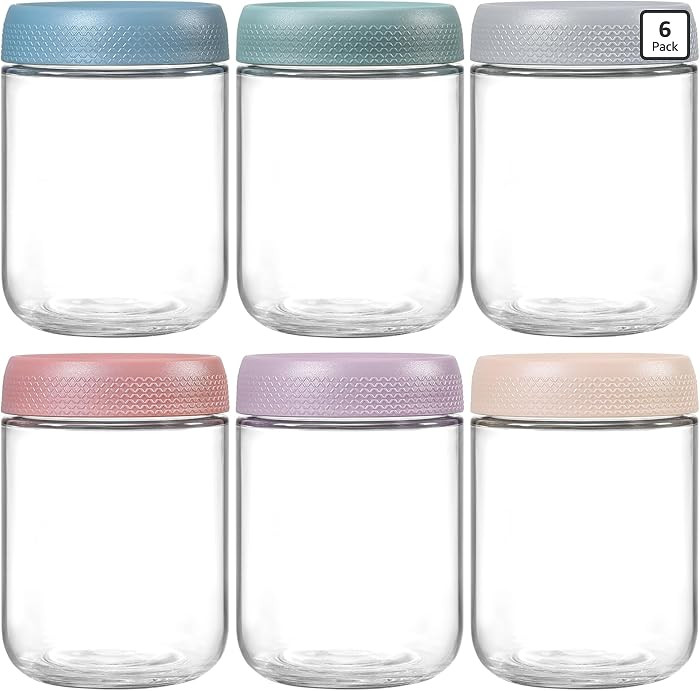 NETANY 6-pack 16 oz Overnight Oats Containers with Lids, Glass jars with Airtight Lids, Wide mout... | Amazon (US)