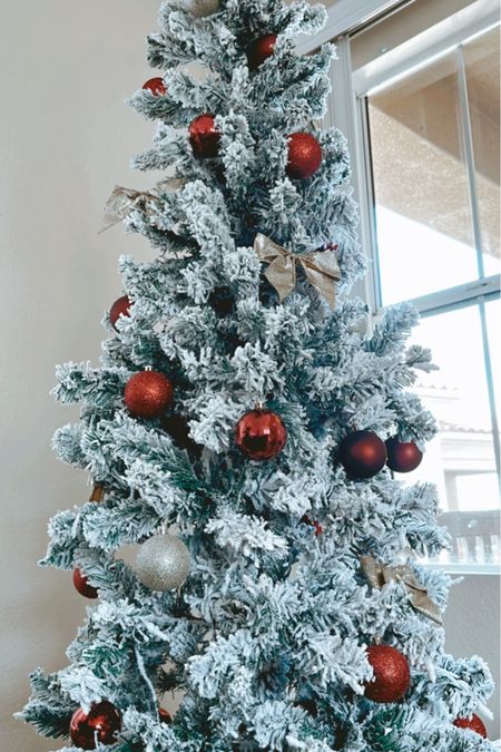 apartment friendly & small space Christmas tree. 🎄✨ budget friendly, ornaments, snowy tree  

#LTKSeasonal #LTKHoliday #LTKhome