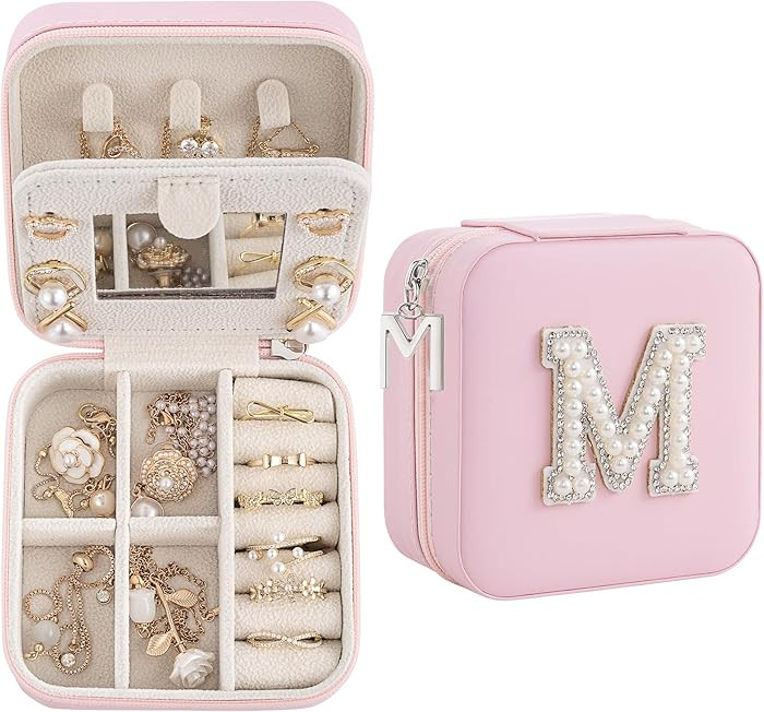 Birthday Gifts For Women, Initial Jewelry Box, Travel Jewelry Case, Gifts for Wife Girlfriend, Sm... | Amazon (US)