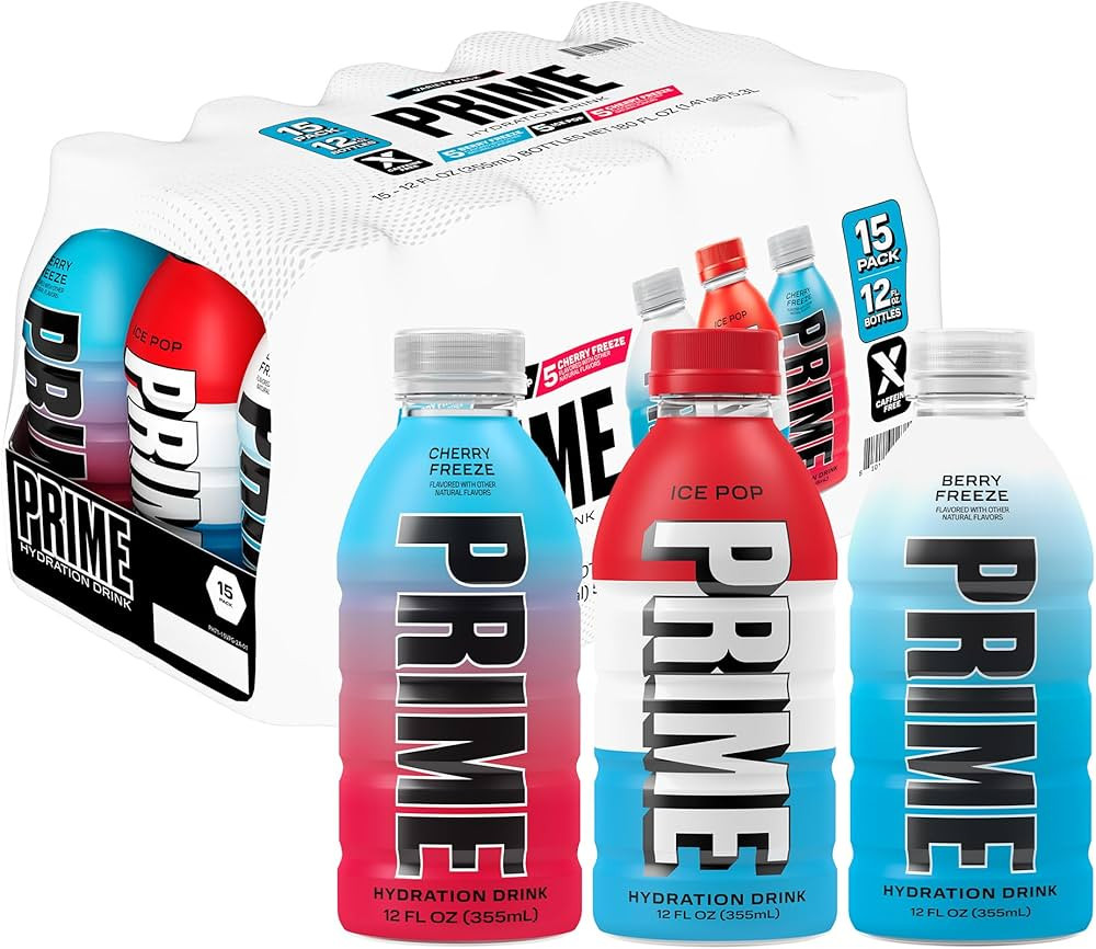PRIME HYDRATION Variety - Blue Freeze, Cherry Freeze, ICE POP Sports Drinks, Electrolyte Enhanced... | Amazon (US)