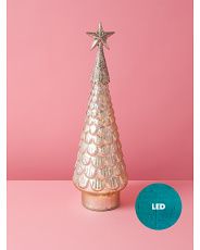 16in Glass Light Up Glitter Tree | HomeGoods