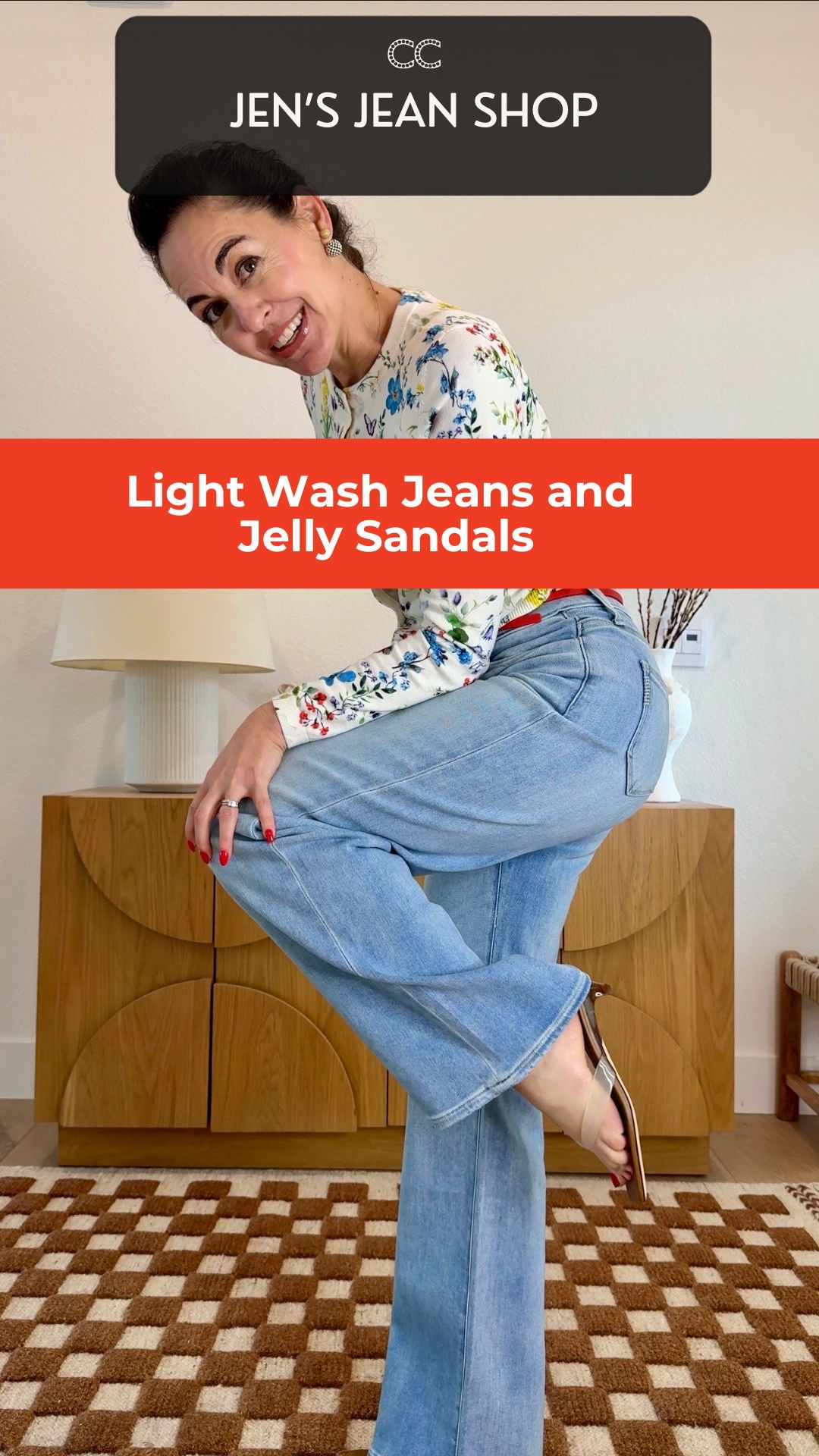 Light wash jeans and jelly sandals — it’s been 40 years and I’m reliving my childhood in the most flattering summer combination.

Plastic shoes, premium denim. Hear me out.

My 3 favorite jelly sandal styles for summer and which light wash jeans you should wear with them. Links below.

Promo codes JENNIFERXSPANX @Spanx  and CLOSET_15 @Alice + Olivia