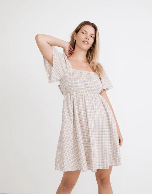 Seersucker Lucie Tie-Back Mini Dress in Plaid | Madewell