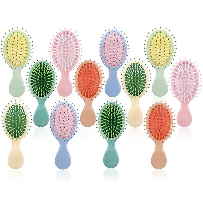 12 Pieces Mini Wet Hair Brush£¬Travel Detangling Brush, for Most Hair Types with Ease Knots Wit... | Amazon (US)