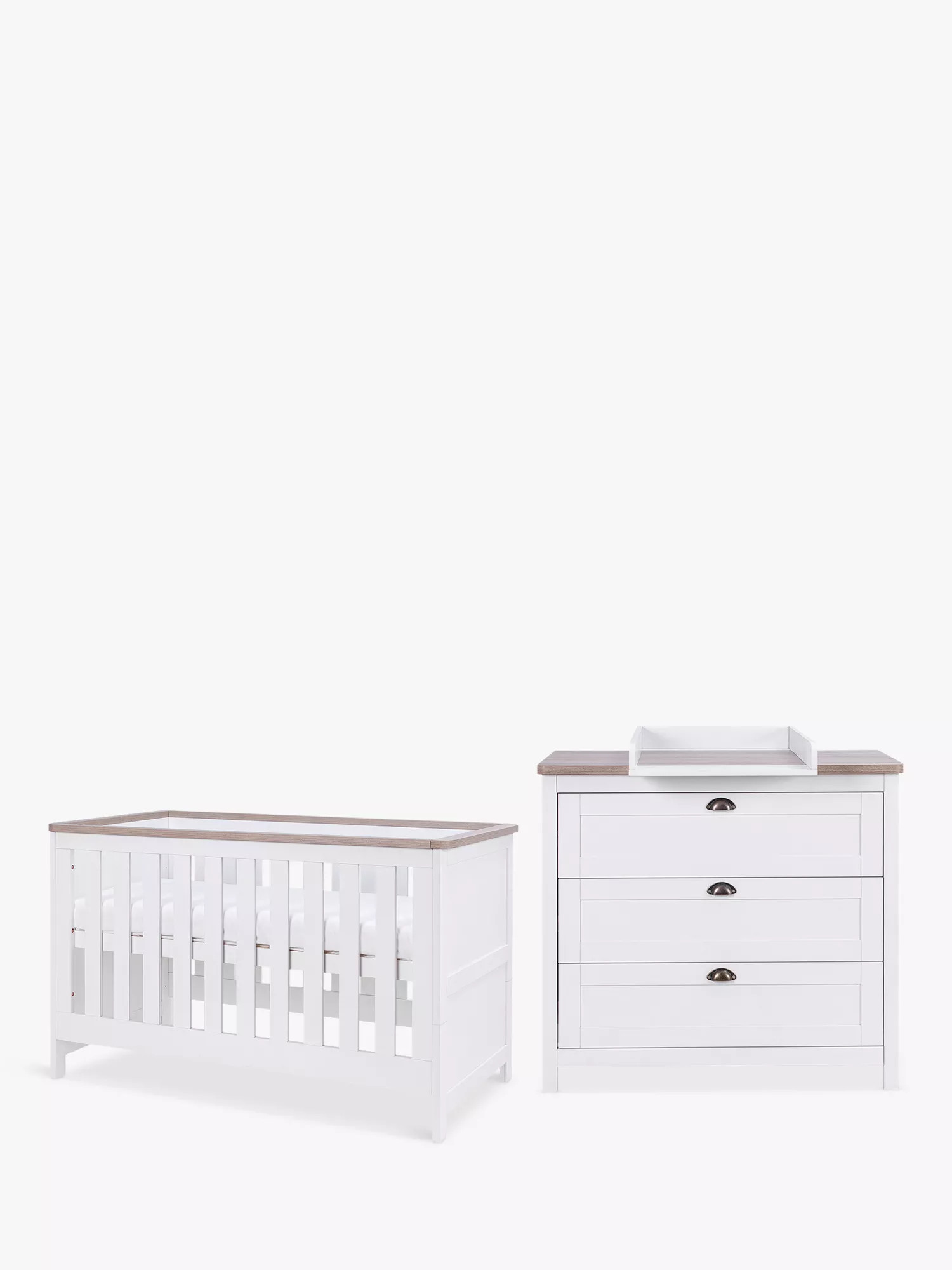 Verona Cotbed and Chest of Drawers 2 Piece Room Set, White/Oak | John Lewis (UK)