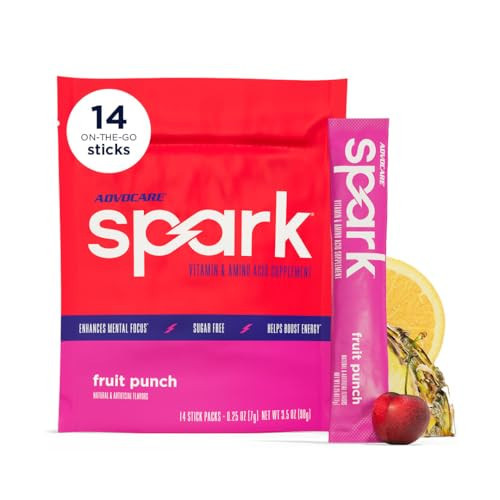 AdvoCare Spark - Energy Drink Mix - Vitamin & Amino Acid Supplement - Supports Energy & Focus* - Portable Immune Support* - Sugar-Free - Fruit Punch, 14 Stick Packs (3.5 oz) | Amazon (US)