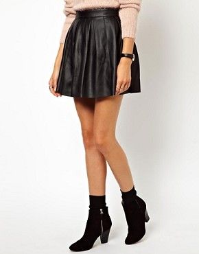 ASOS Skater Skirt in Leather Look | ASOS US