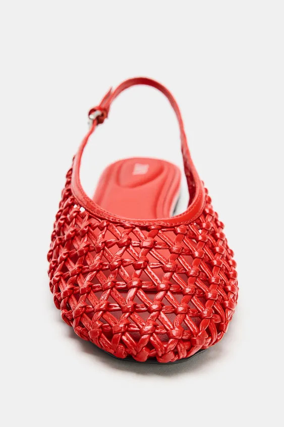 Model height: 178 cmFlat slingback shoes. Braided-effect upper. Thin back strap with metal buckle... | Zara UK