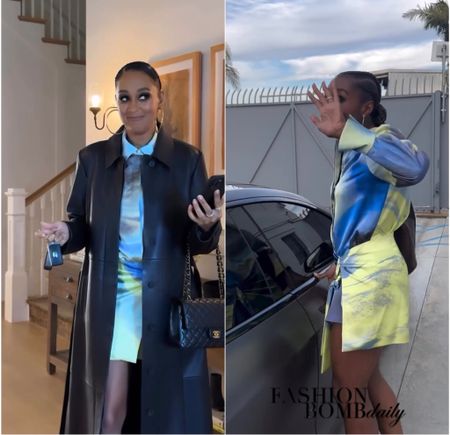 #whoworeitbetter ? Both @issarae and @tiamowry have been spied in this $495 @simkhai dress. While #tiamowey paired hers with a long coat, black sandals, and a #chanel bag, #issarae wore hers with green sparkly mules. Both look 💣, but #wwib ? Shop #tiamowrystyle and #issaraestyle at the link in bio! 
🎥 IG/Reproduction #issaraefbd #tiamowryfbd