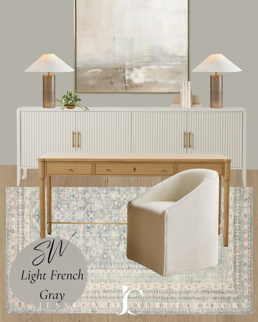 Soft tones, timeless textures, and just enough contrast ✨
This setup is proof that luxury doesn’t have to be loud…layering with intention does the trick! 
🤍
Need help bringing your space to life? Virtual design services are open—let’s create something together!

#VirtualInteriorDesign #LuxuryInteriors #NeutralPalette #SWLightFrenchGray #HomeOfficeGoals 


#LTKHome