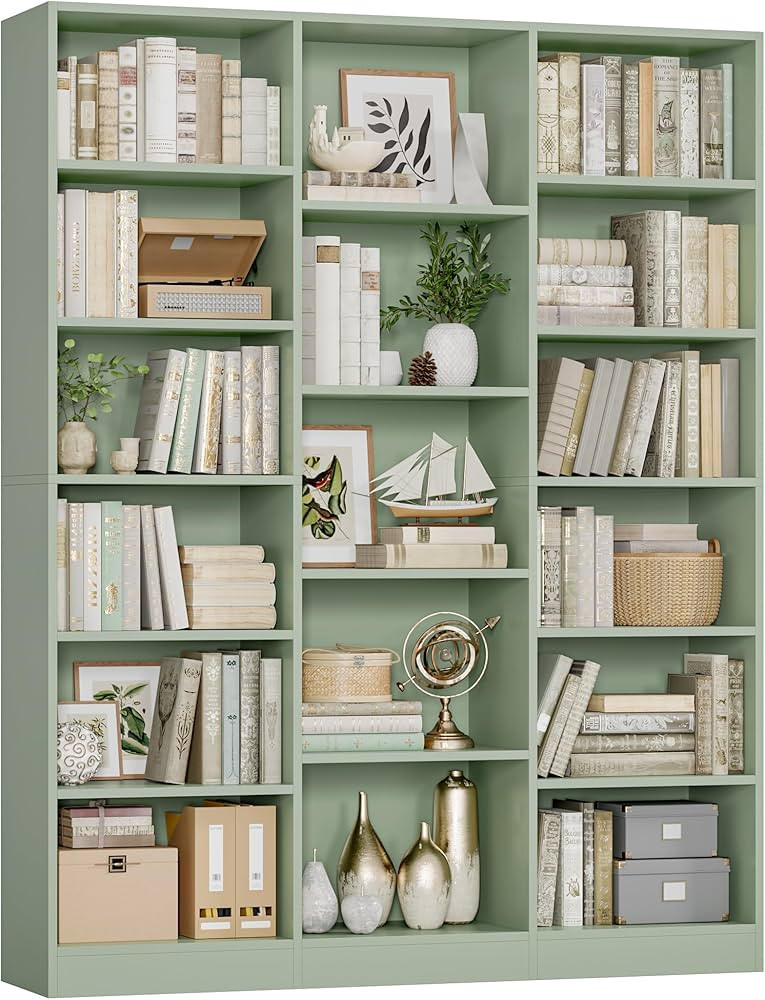 FACBOTALL Triple Wide Bookshelf, 6 Tier Large Bookshelf, Bookcase with 17 Open Display Shelves, 7... | Amazon (US)