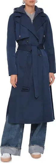 Double Breasted Trench Coat with Hooded Quilted Dickey | Nordstrom Rack