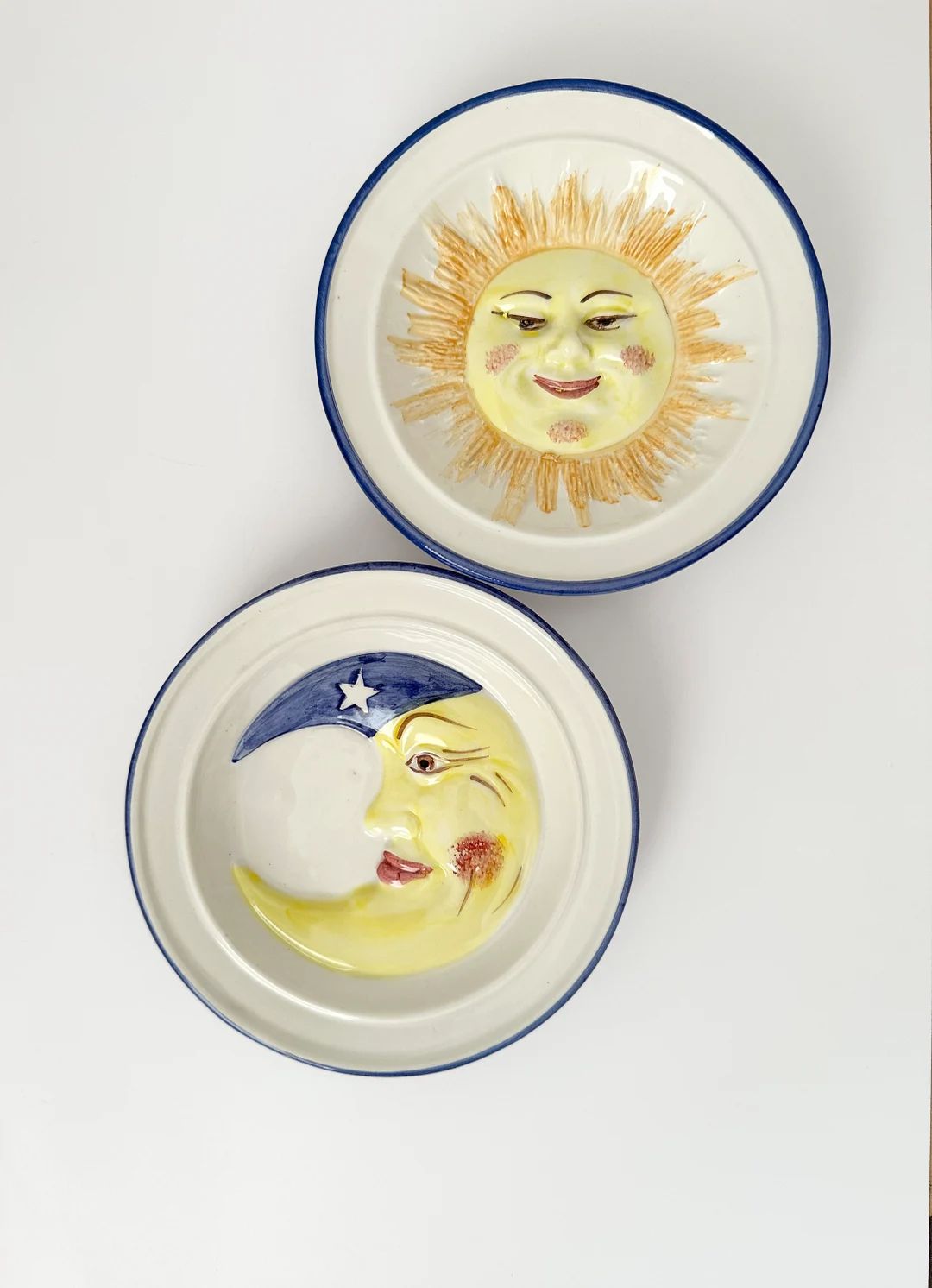 Moon and Sun Face Bassano Italy Ceramic Pottery Plates by ABC - Etsy UK | Etsy (UK)
