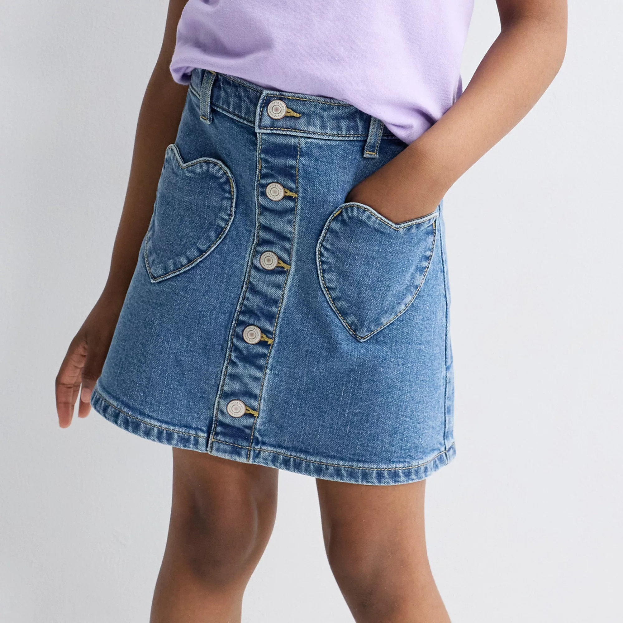 Girls 4-12 Jumping Beans® Heart Pocket Denim Skirt | Kohl's