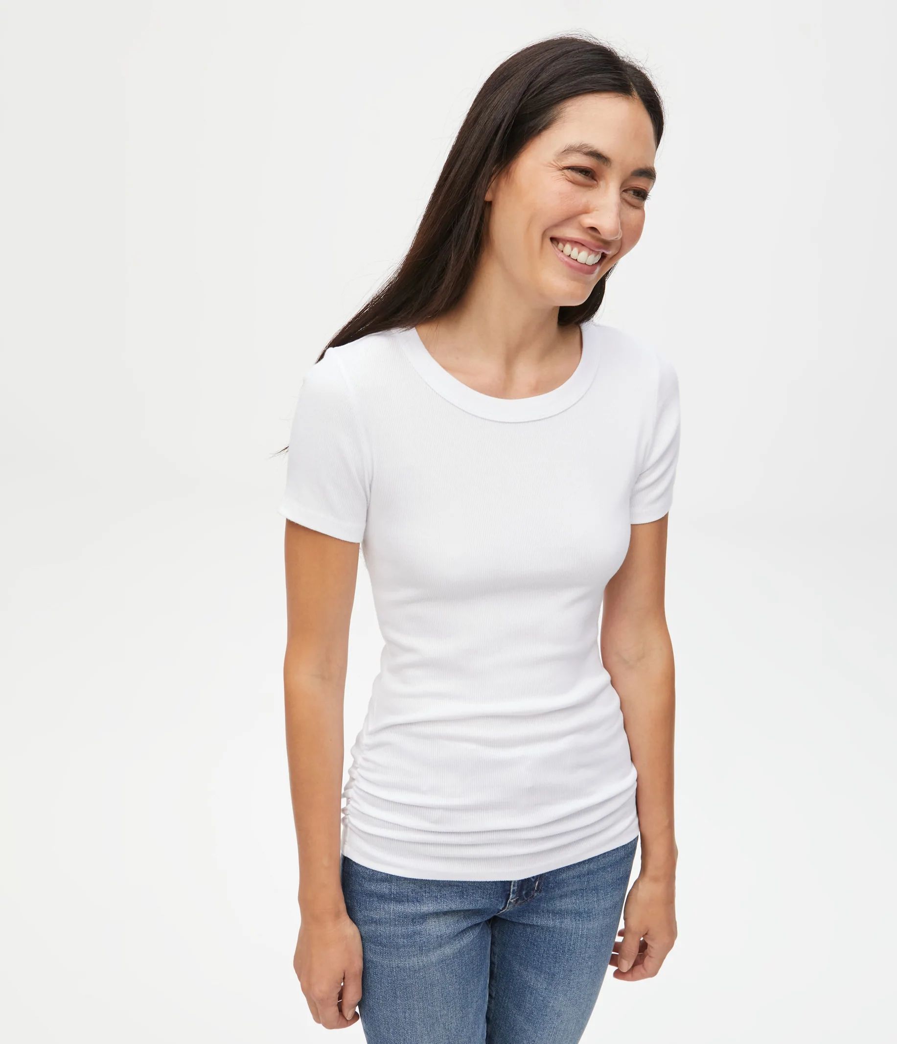 Jolie Ribbed Top with Ruching | MichaelStars.com