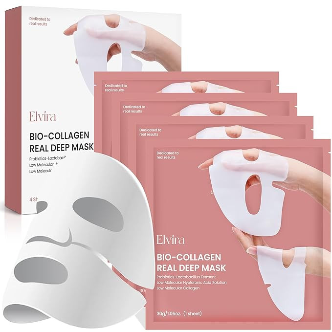 Elvira Bio-Collagen Face Mask - Deep Hydrating Overnight Face Mask, Korean Skincare, Facial Treat... | Amazon (US)