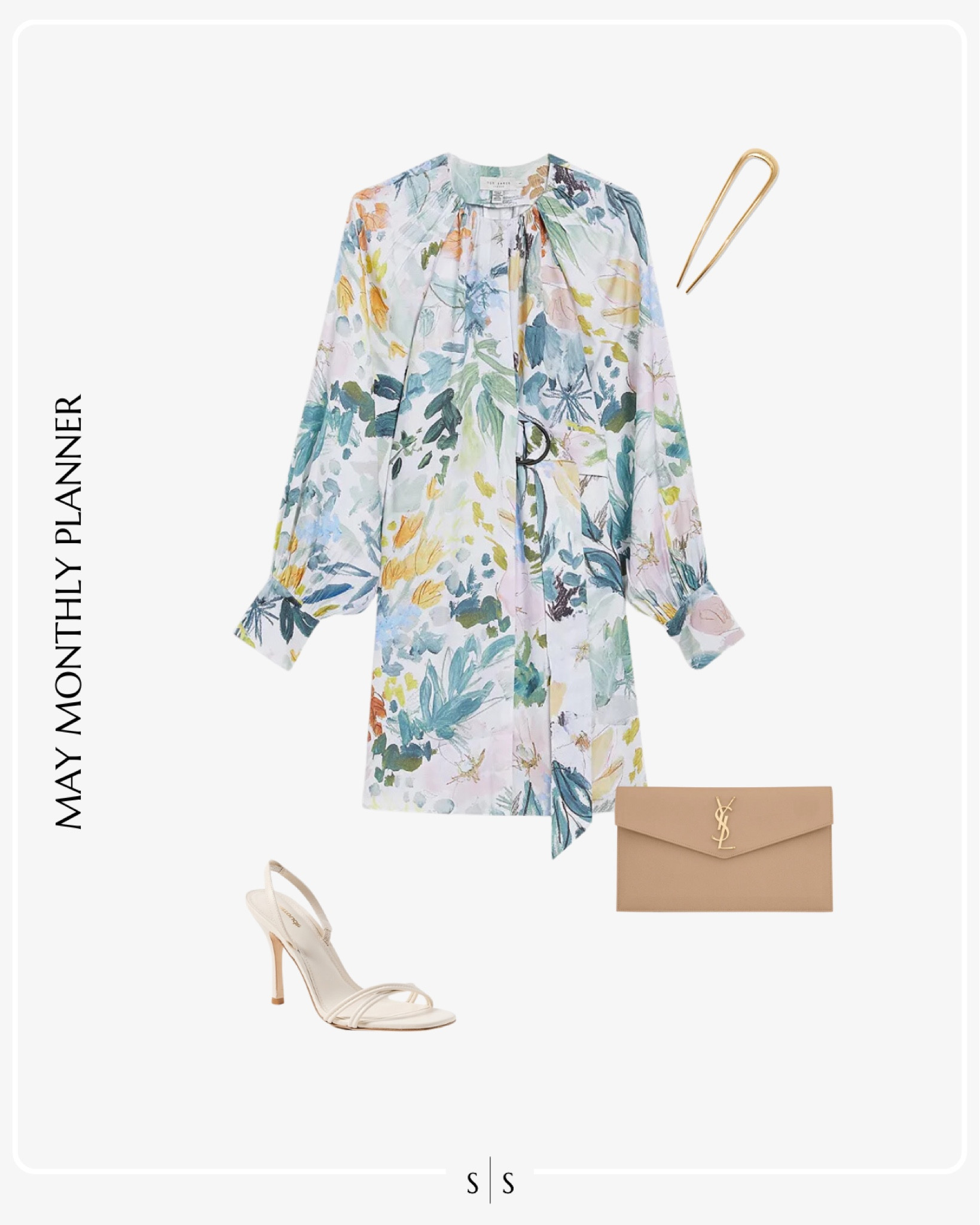 Monthly outfit planner: MAY: Spring looks | floral dress, neutral clutch, strap sandal, hair pin 

See the entire calendar on thesarahstories.com ✨ 


#LTKStyleTip