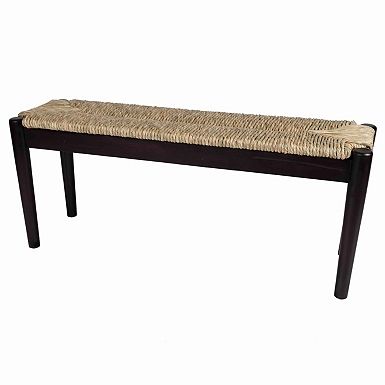 Black Wood and Seagrass Bench | Kirkland's Home