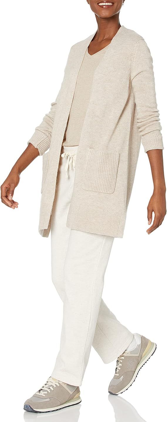 Amazon Essentials Women's Long-Sleeve Jersey Stitch Open-Front Sweater | Amazon (US)