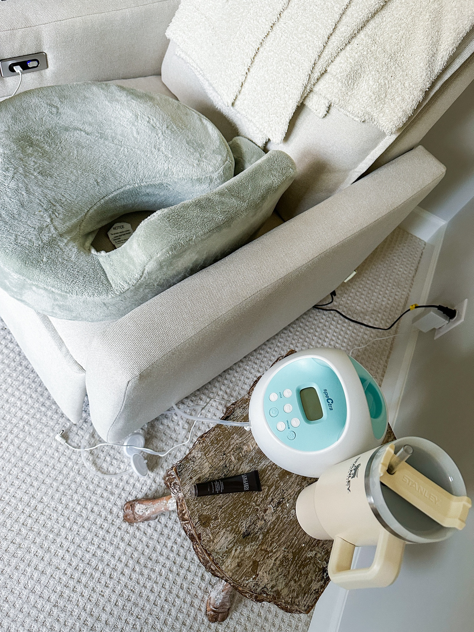 The perfect nursery set up  The glider is a power recliner (great for c section moms especially) and has a built in charger for your phone. The breastfeeding pillow makes nursing much more comfortable and a cordless pump is a must. 

#LTKhome #LTKbaby #LTKbump