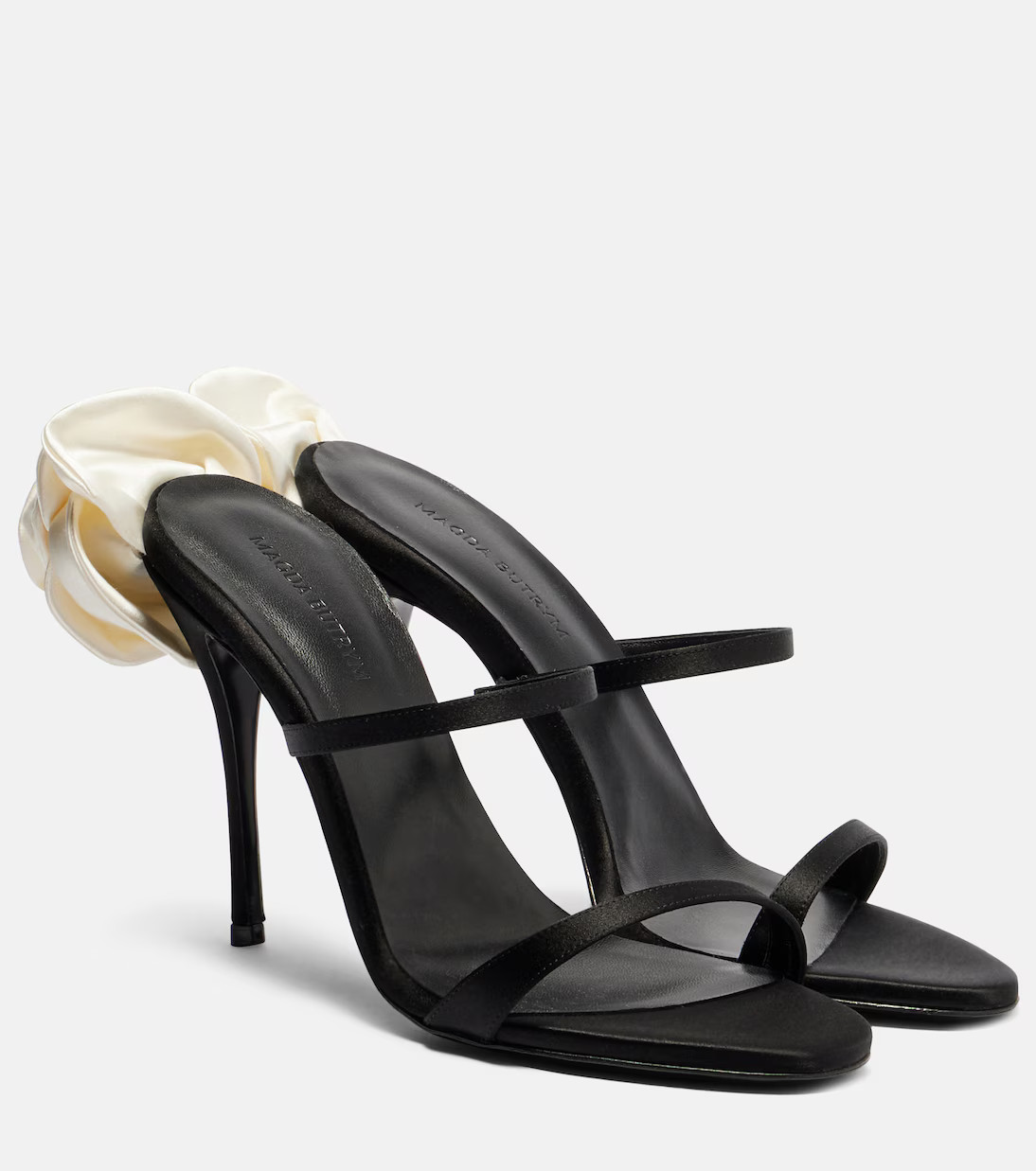 Floral-appliqué satin sandals | Mytheresa (US/CA)