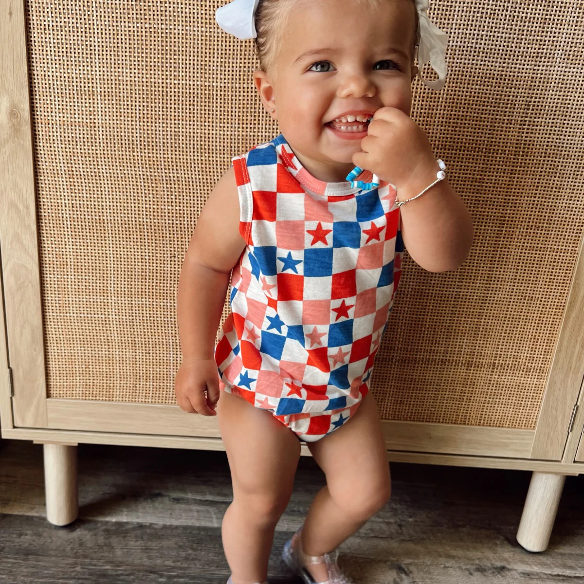 Red, White, Blue & Pink Checkerboard / Organic Dune Bubble | SpearmintLOVE