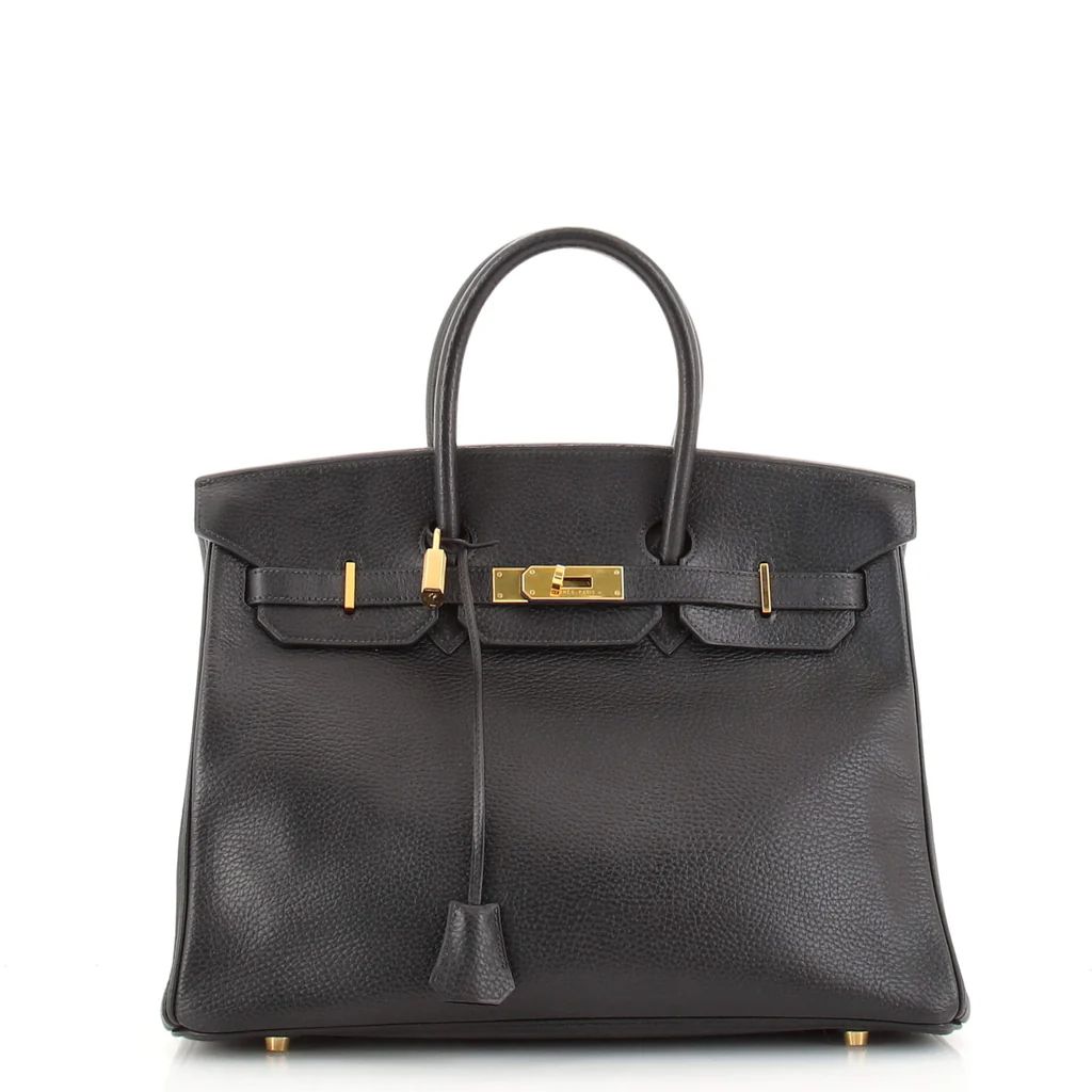 Hermes Birkin Handbag Black Ardennes with Gold Hardware 35 Black 134333464 | Rebag