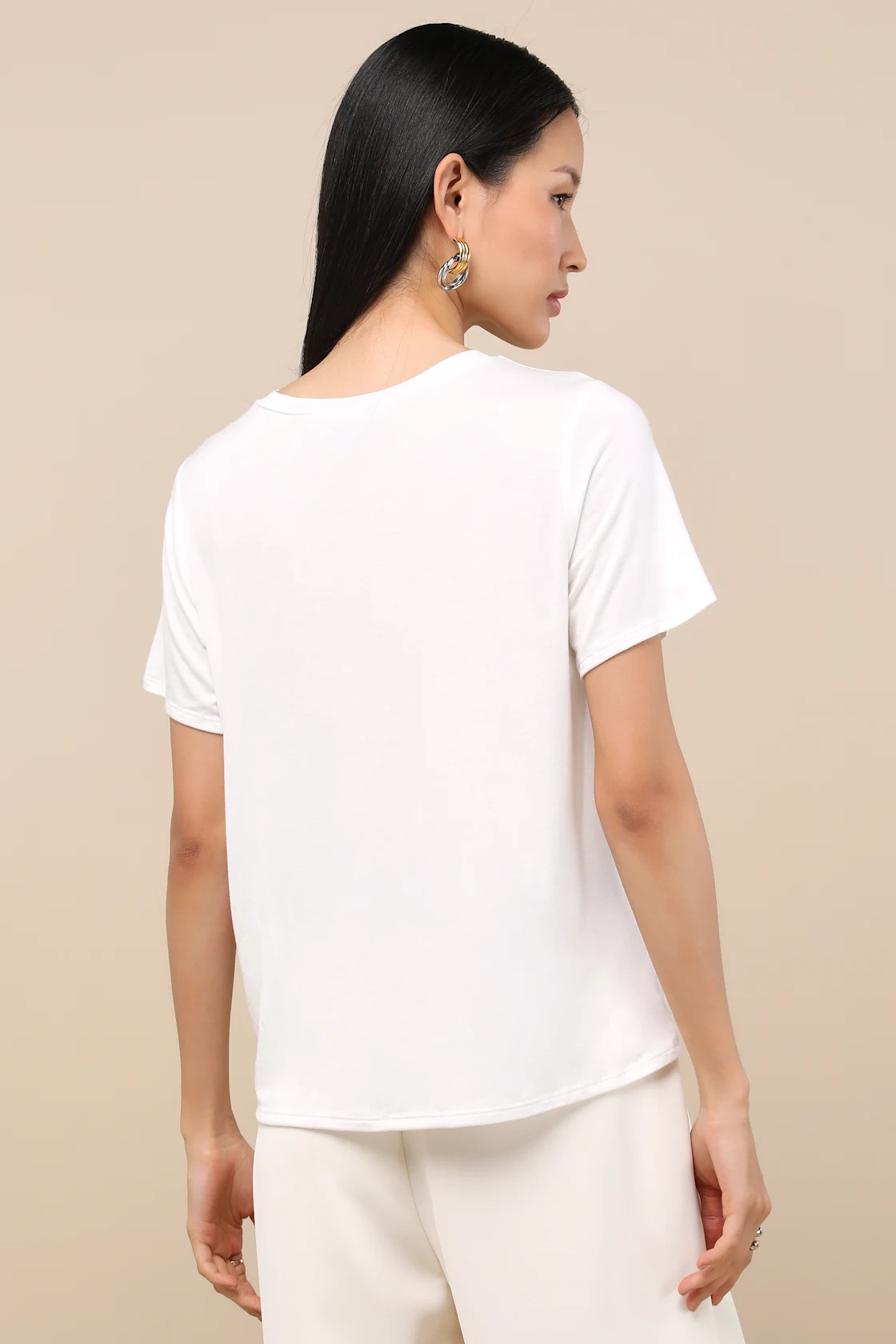 Skyra Ivory Crew Neck Tee | Lulus